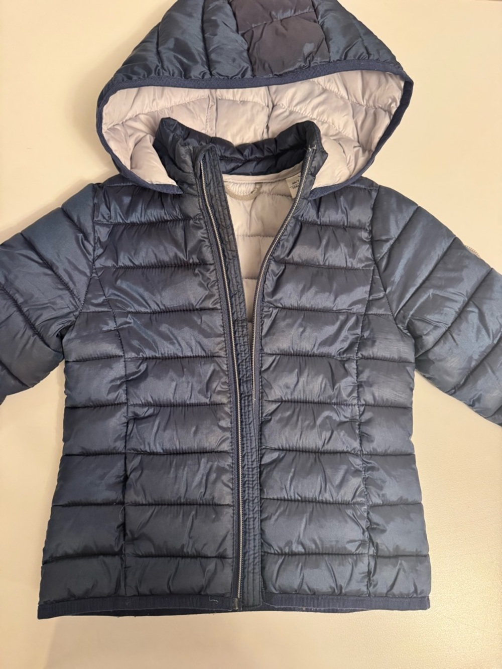 Children's Lightweight Hooded Puffer Raincoat in Navy